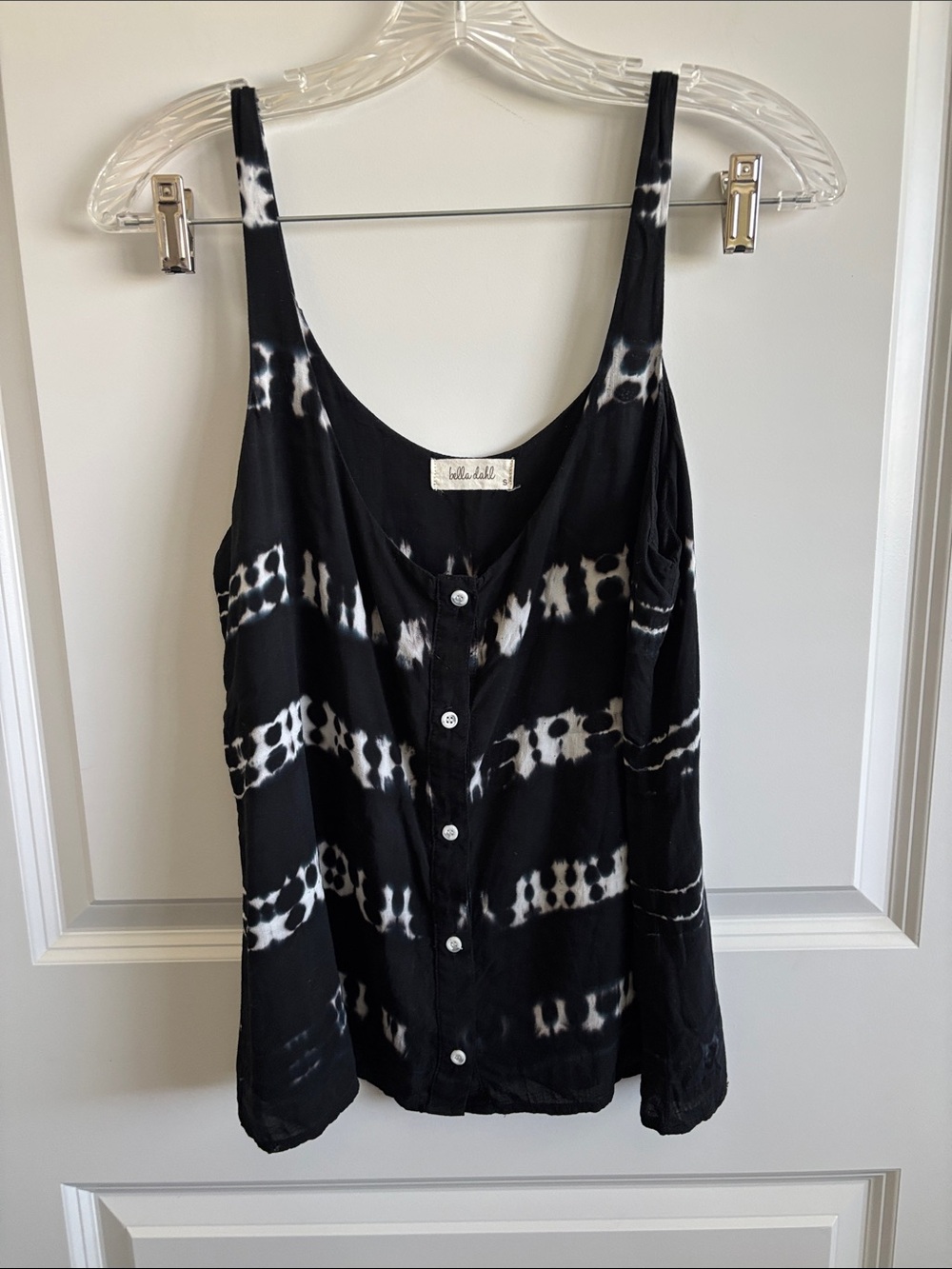 Bella Dahl Black and White Tie-Dye Button Front Camisole